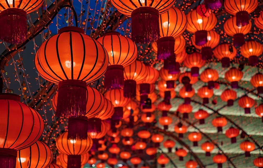 Rode lantaarns tijdens Chinees nieuwjaarsfestival