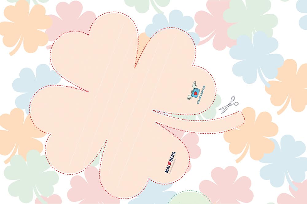 Een uitsnede uit het printblad met een klavertjevier