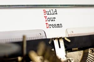 Build your deams uitgetypt op typemachine