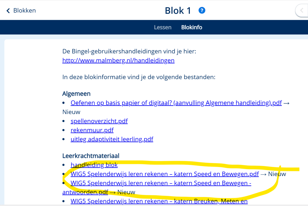 Blokinfo Bingel