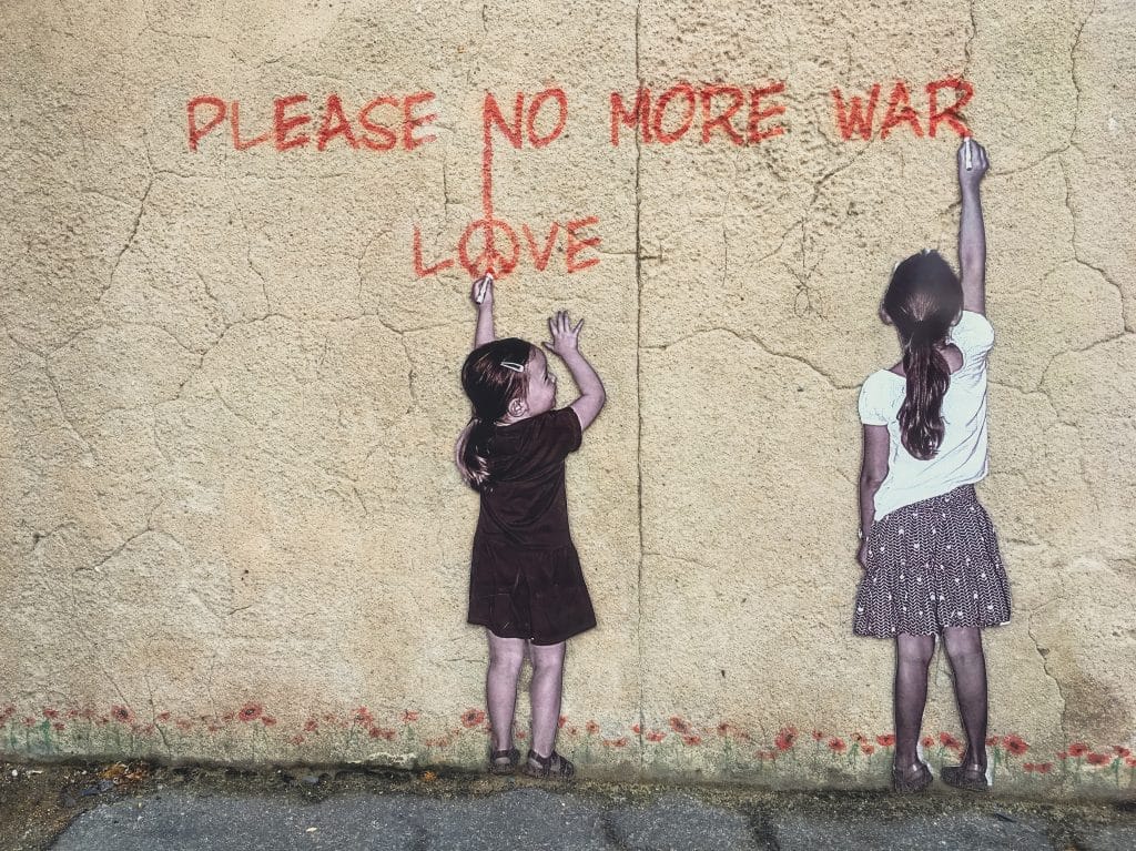 Street art in stijl van Banksy