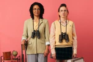 Portret van Kelia Kaniki Masengo en Aafke Romeijn, de ambassadeurs van de Week van het Nederlands