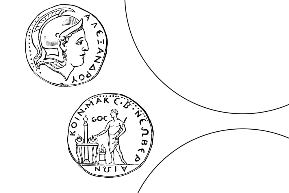 Uitsnede uit het printblad ontwerp een munt