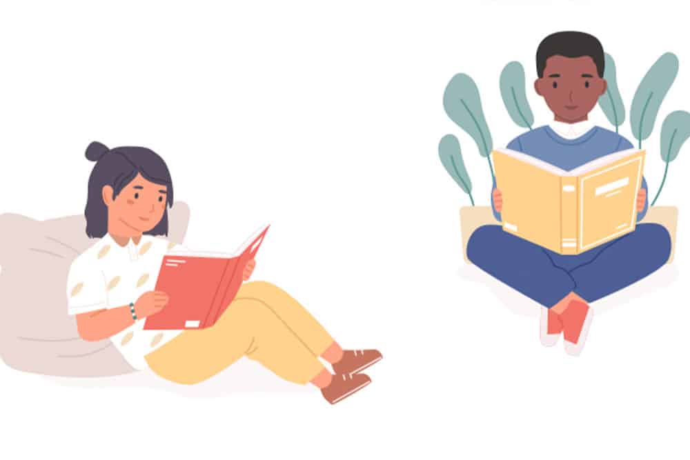 Twee kinderen lezen een boek