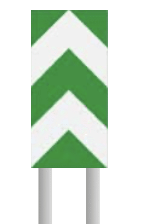 verkeersbord met groene en witte strepen