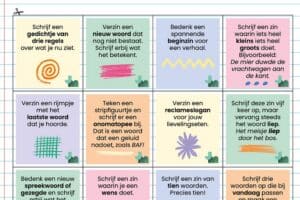 Uitsnede uit het printblad Creatief met taalkaartjes